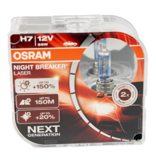 Лампа галогенная Osram Night Breaker Laser +150% H7 12V 55W (2 шт.) (64210NLHCB) Osram 64210NL-HCB
